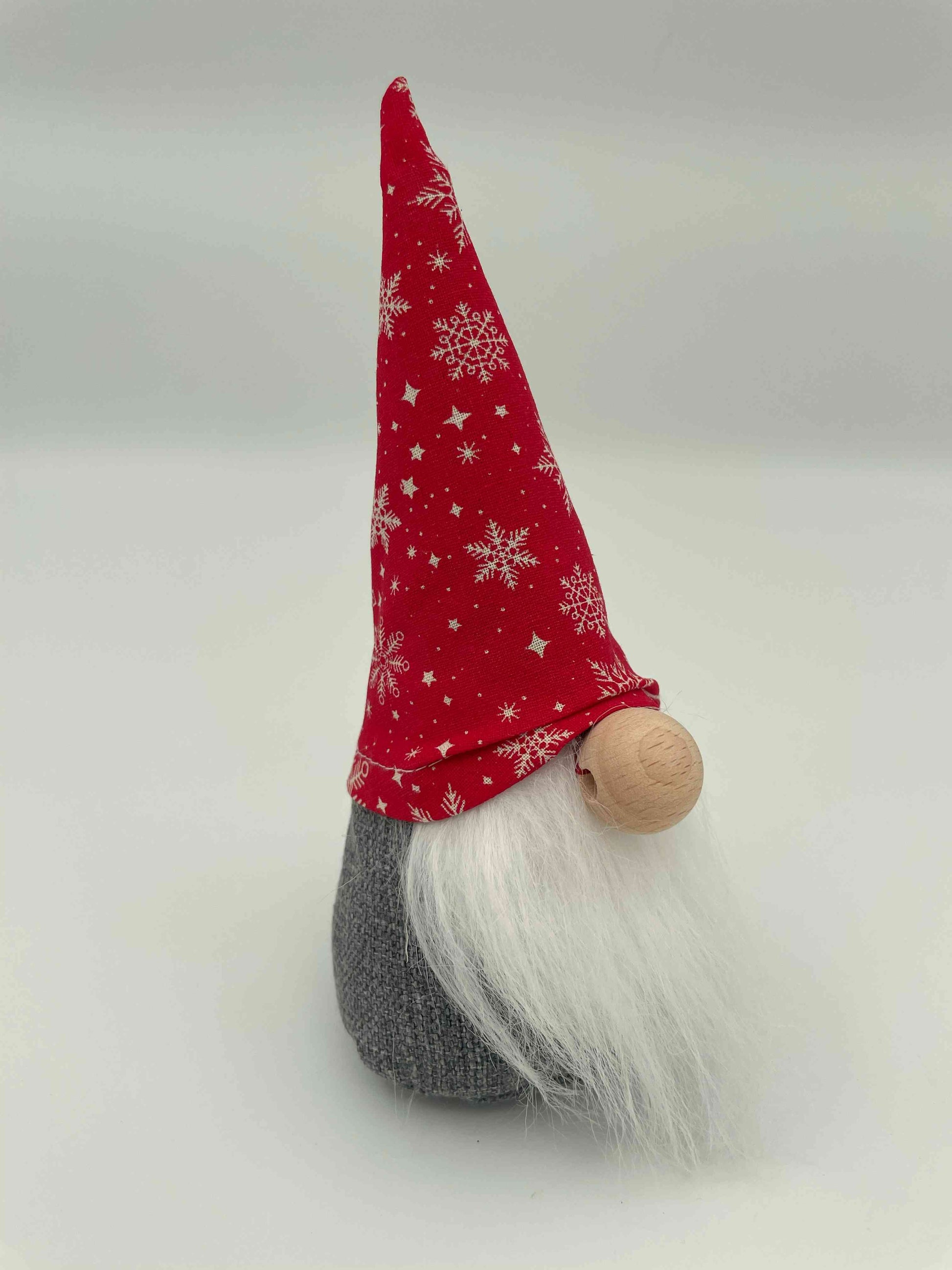 dark grey body with red patterned hat