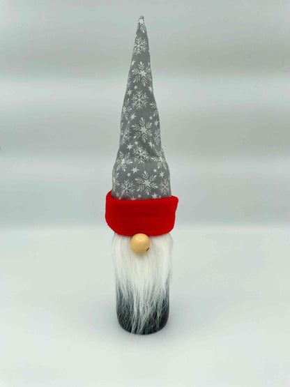 grey with red trim bottle topper